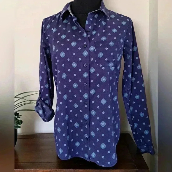 ❤️ Smart Set Long Sleeve Patterned Blouse Size Small - Picture 12 of 12